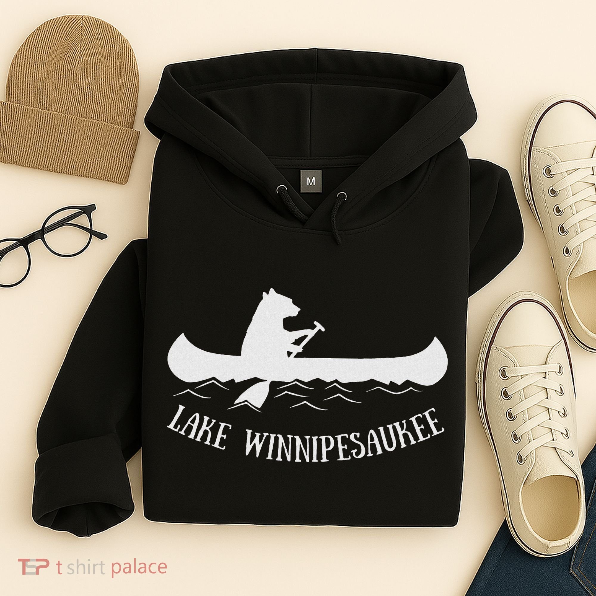 Lake Winnipesaukee New Hampshire Bear Canoe Gift Hoodie