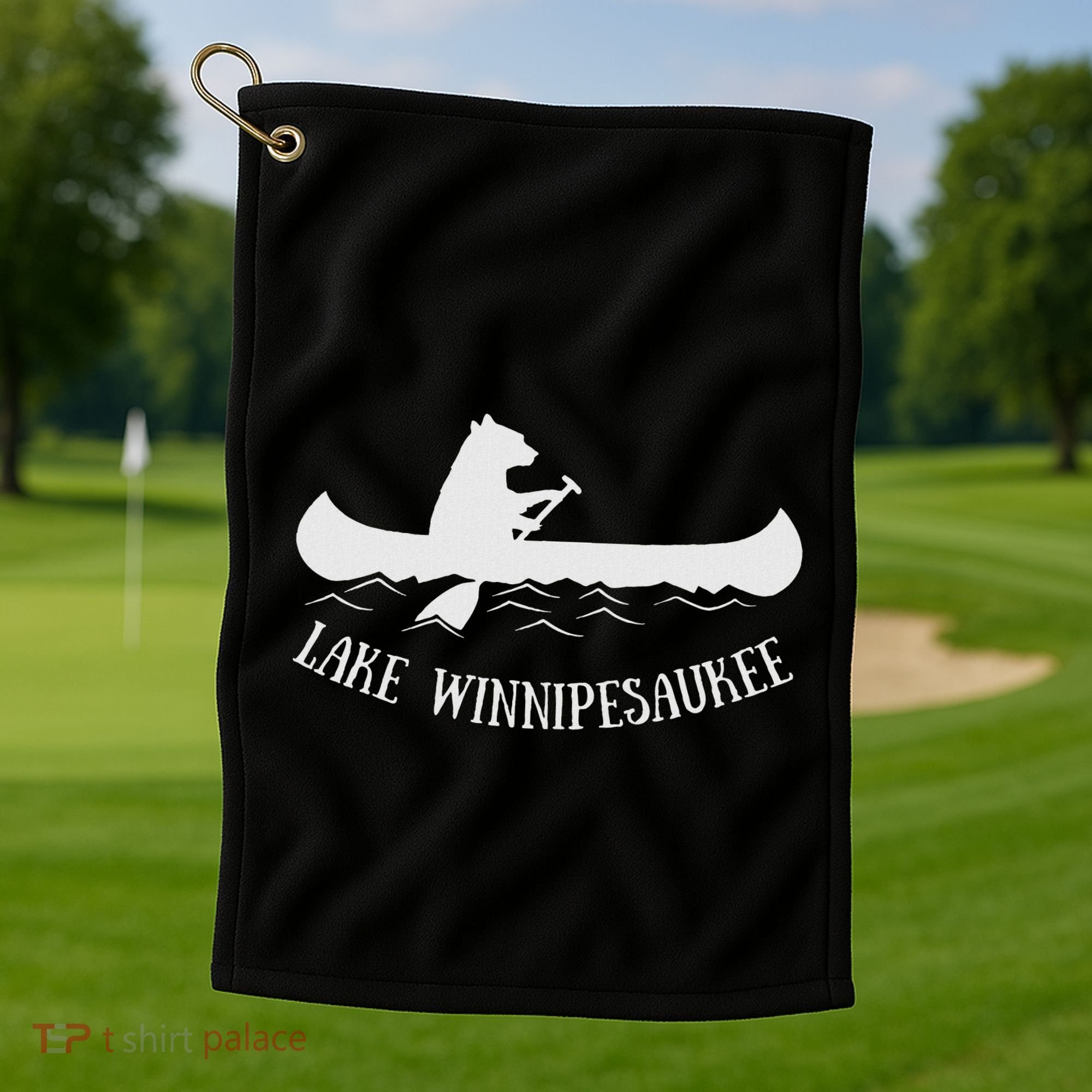 Lake Winnipesaukee New Hampshire Bear Canoe Gift Golf Towel