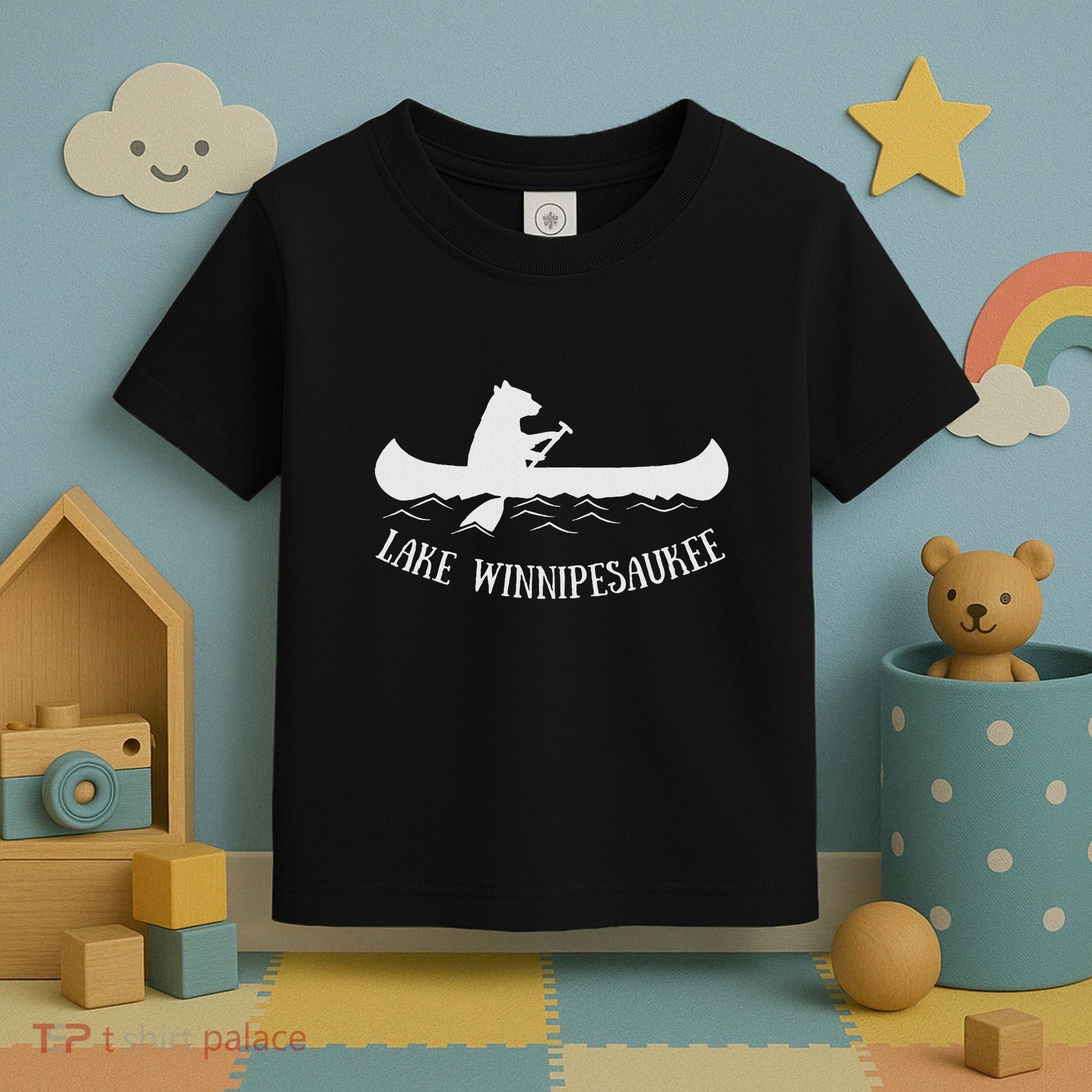 Lake Winnipesaukee New Hampshire Bear Canoe Gift Toddler T-Shirt