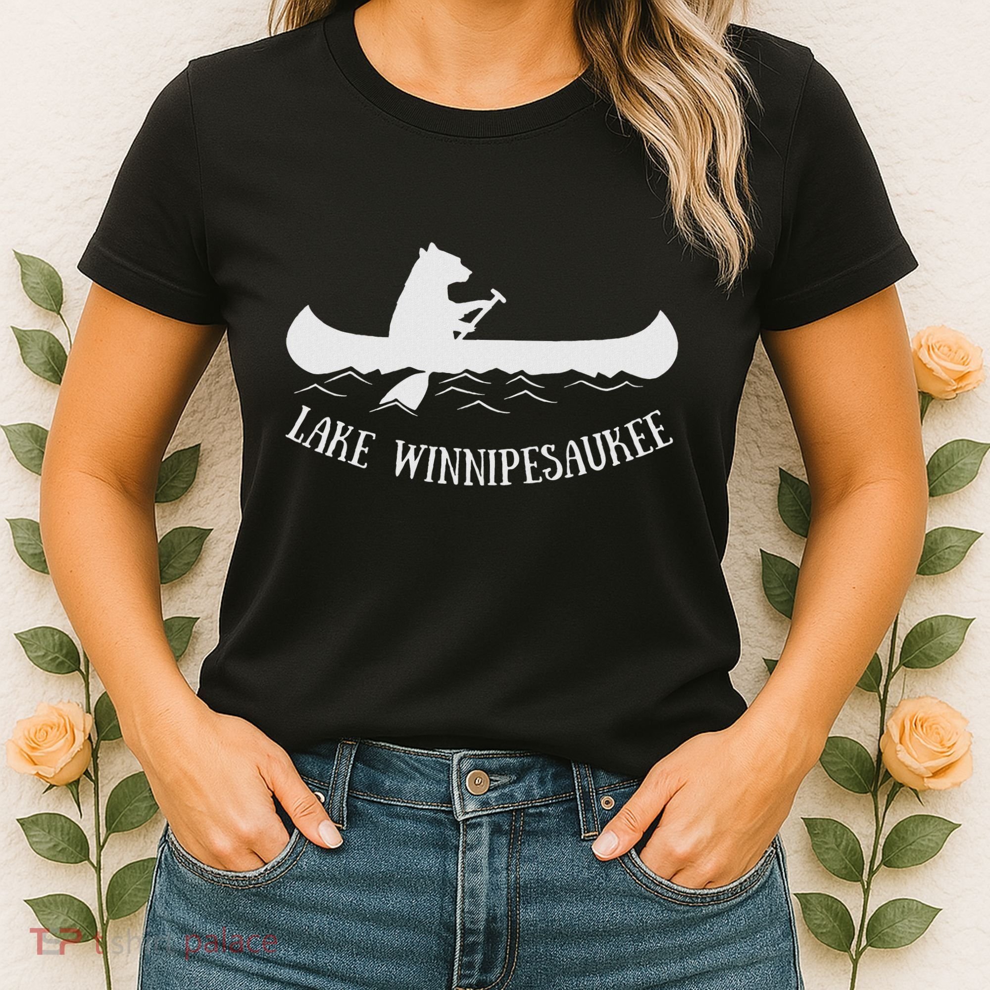 Lake Winnipesaukee New Hampshire Bear Canoe Gift Women's T-Shirt
