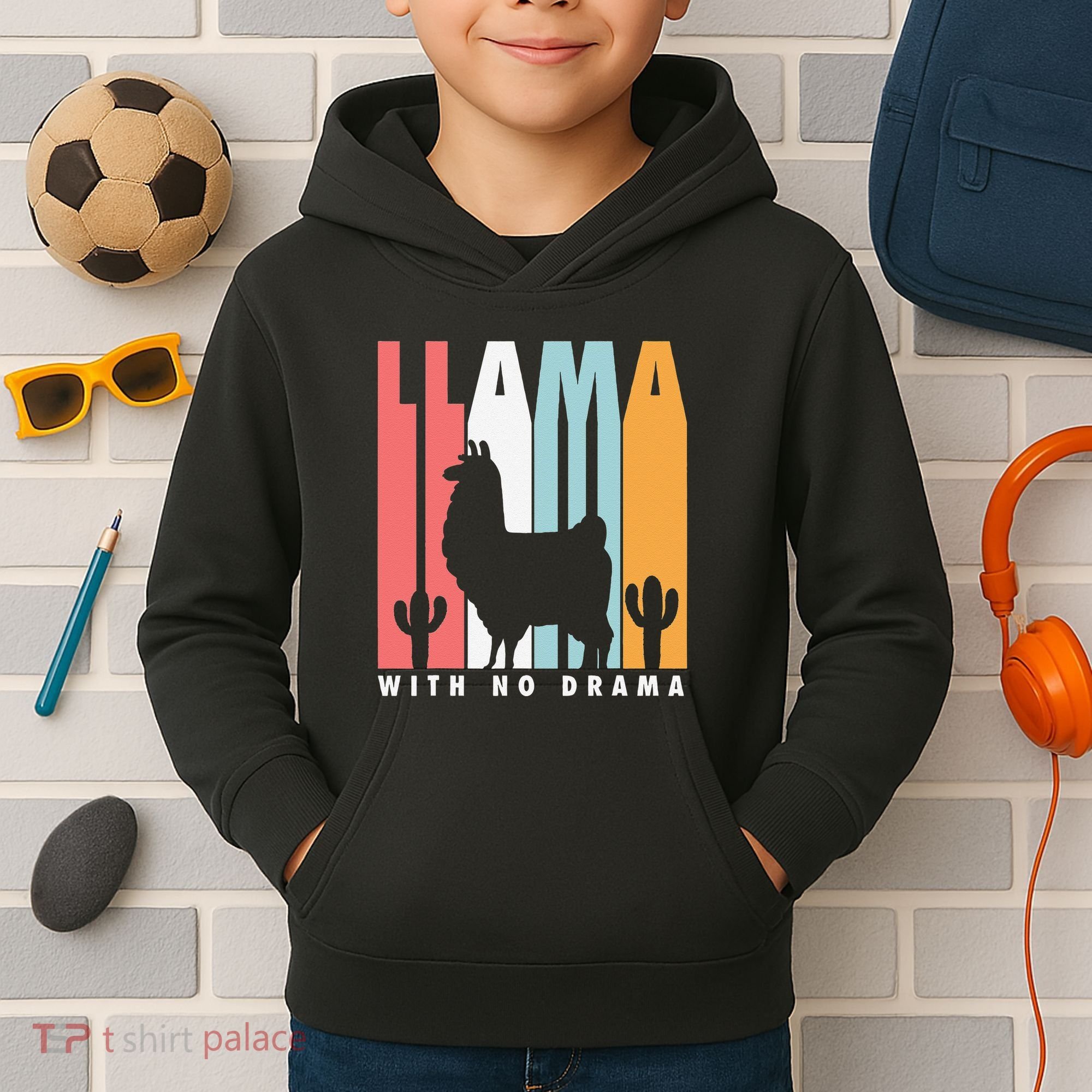 Llama With No Drama No Drama Llama Kids Hoodie