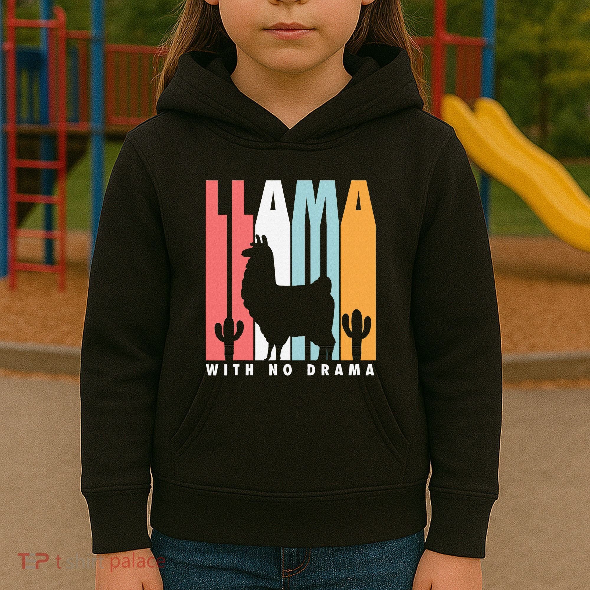 Llama With No Drama No Drama Llama Kids Hoodie