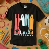 Llama With No Drama No Drama Llama Kids T-Shirt thumb 3