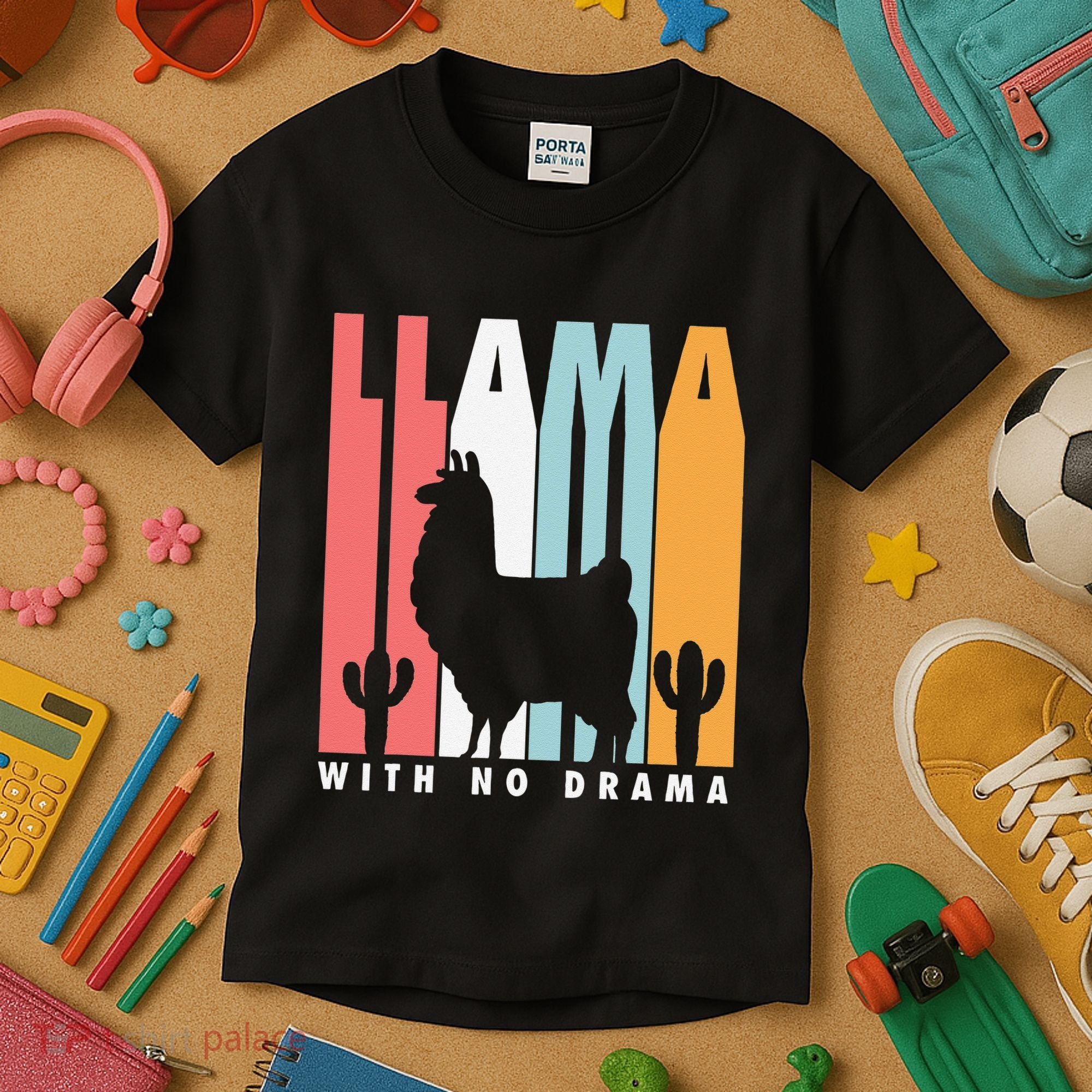 Llama With No Drama No Drama Llama Kids T-Shirt