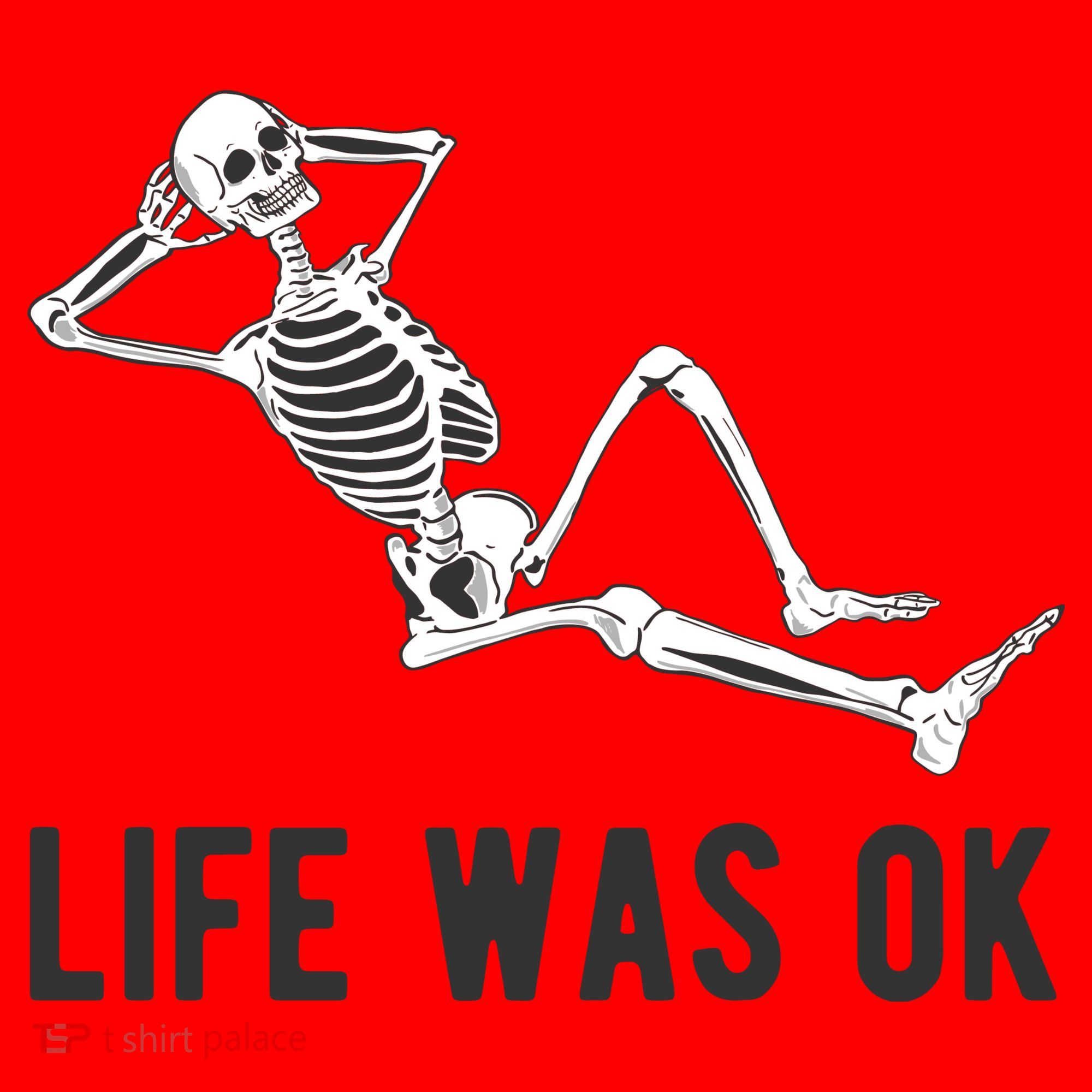Life Was Ok Funny Dead Skeleton Santa Hat
