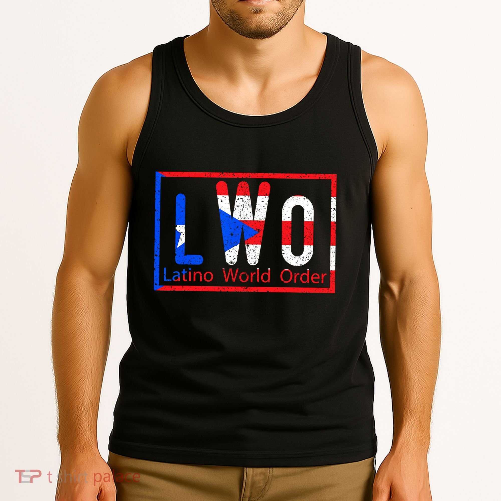 Latino World Order Puerto Rico Blue And Red Tank Top