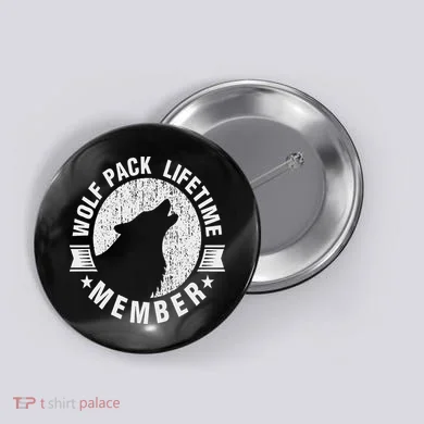 Lifetime Wolf Pack Member Distressed Howling Button