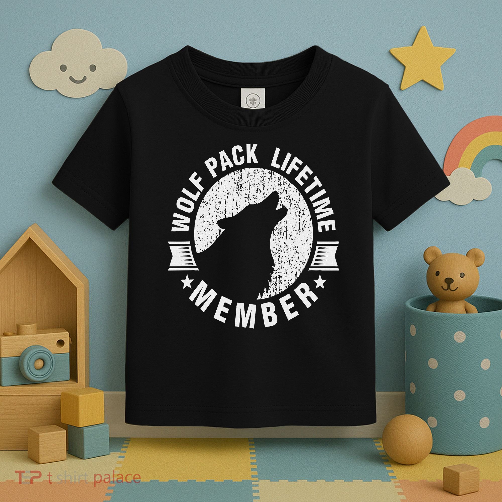 Lifetime Wolf Pack Member Distressed Howling Toddler T-Shirt