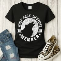 Lifetime Wolf Pack Member Distressed Howling Women's T-Shirt thumb 3