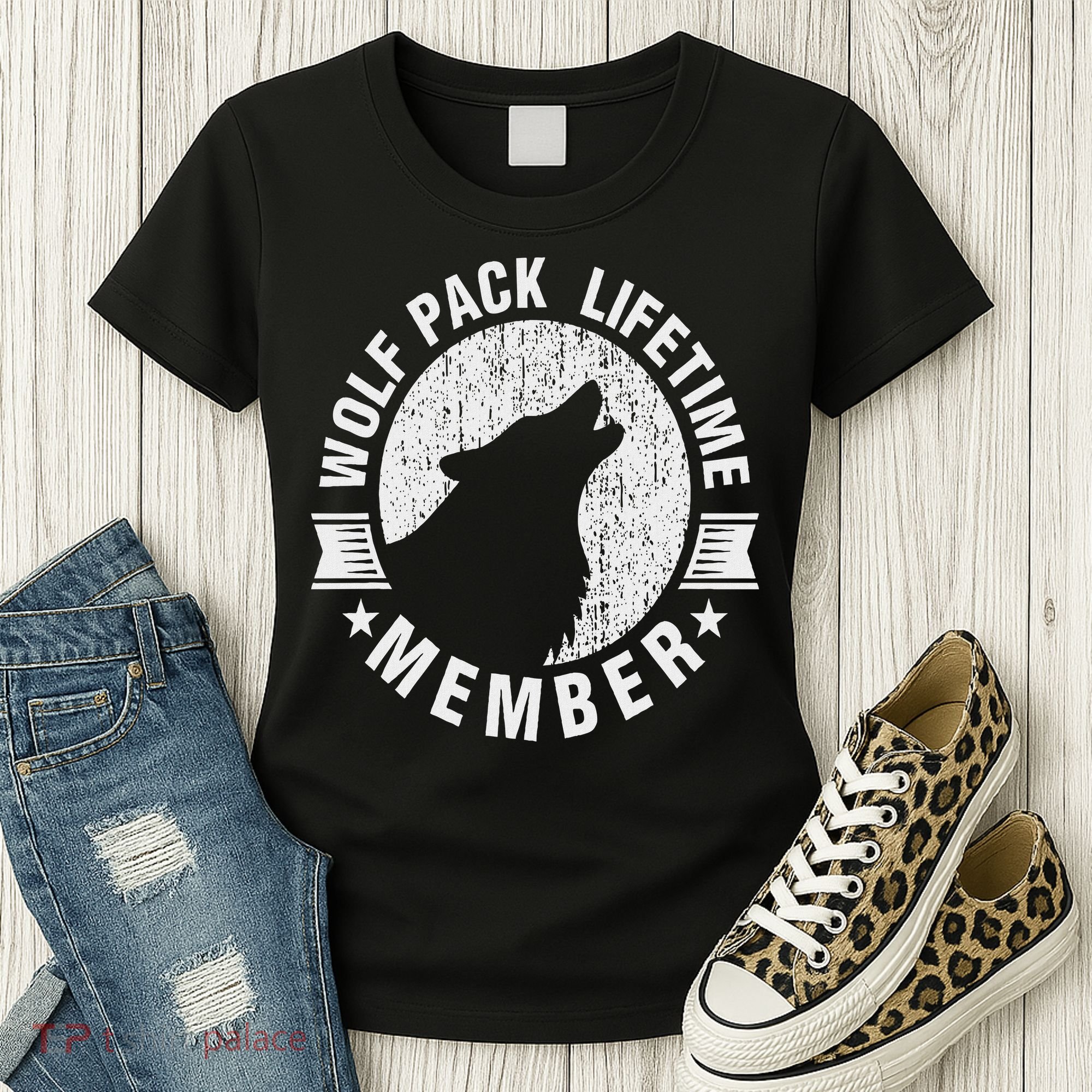 Lifetime Wolf Pack Member Distressed Howling Women's T-Shirt