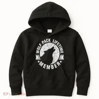 Lifetime Wolf Pack Member Distressed Howling Kids Hoodie thumb 0