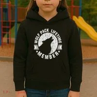 Lifetime Wolf Pack Member Distressed Howling Kids Hoodie thumb 3