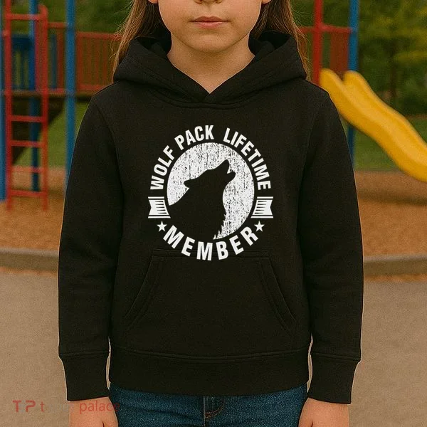 Lifetime Wolf Pack Member Distressed Howling Kids Hoodie