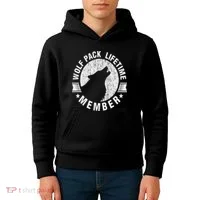 Lifetime Wolf Pack Member Distressed Howling Kids Hoodie thumb 4