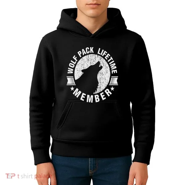 Lifetime Wolf Pack Member Distressed Howling Kids Hoodie
