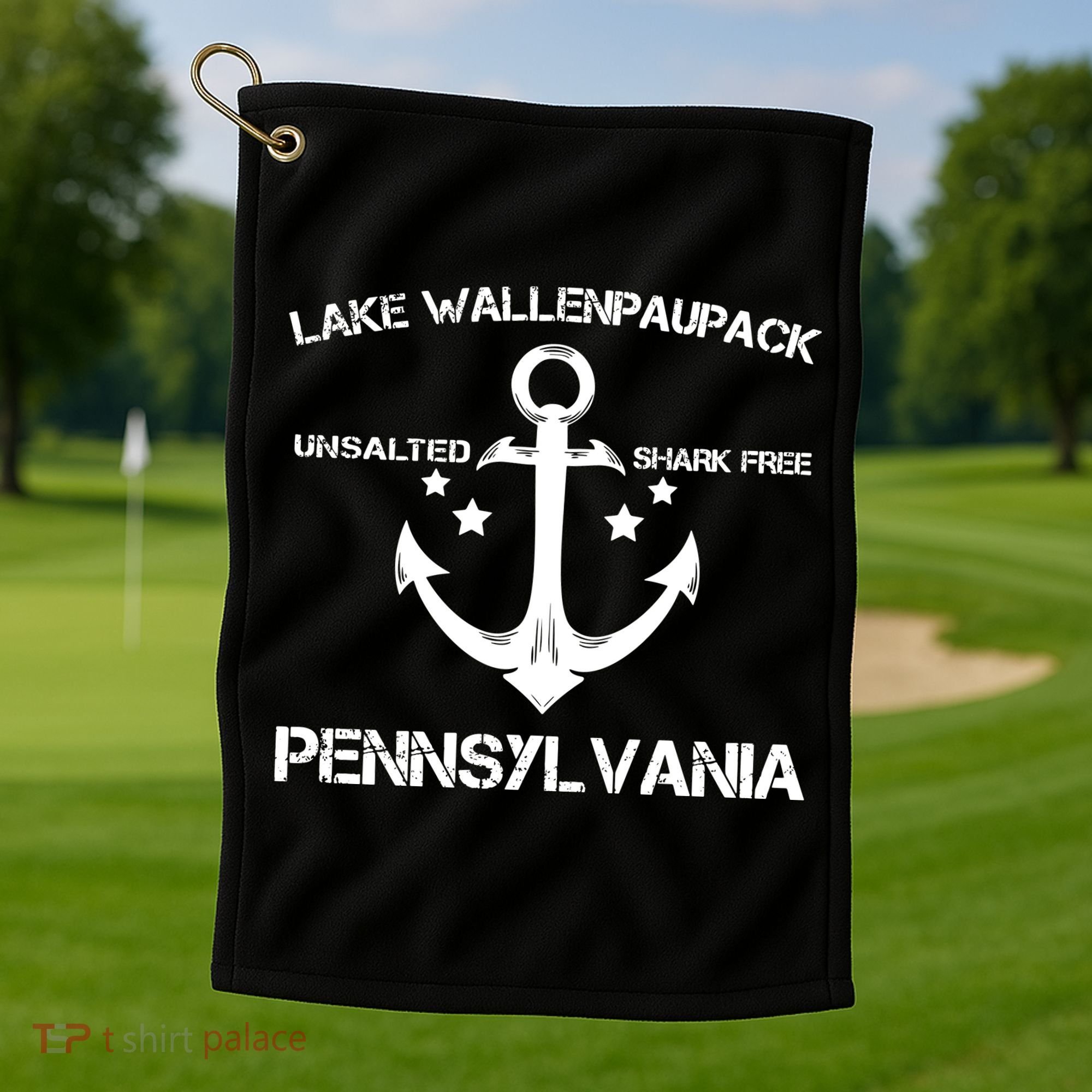 LAKE WALLENPAUPACK PENNSYLVANIA Funny Fishing Camping Gift Golf Towel
