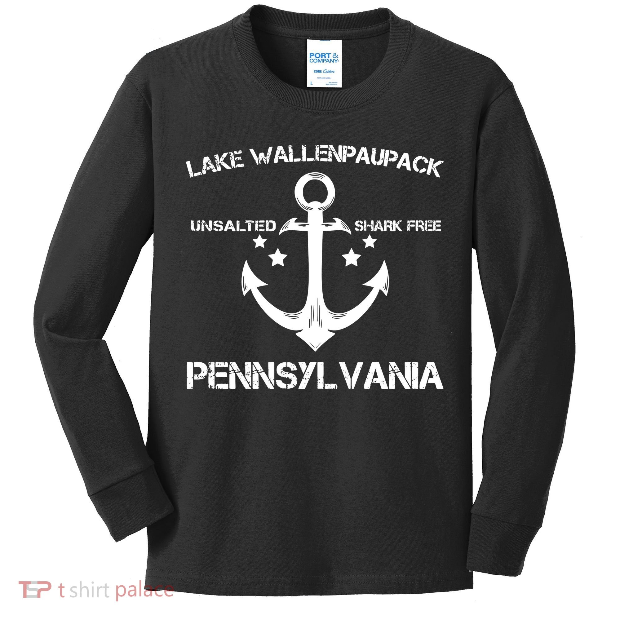 LAKE WALLENPAUPACK PENNSYLVANIA Funny Fishing Camping Gift Kids Long Sleeve Shirt