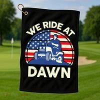 LawnMowing We Ride At Dawn LawnMower Golf Towel thumb 1
