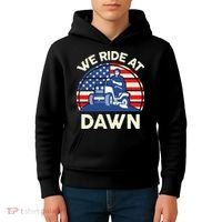 LawnMowing We Ride At Dawn LawnMower Kids Hoodie thumb 4