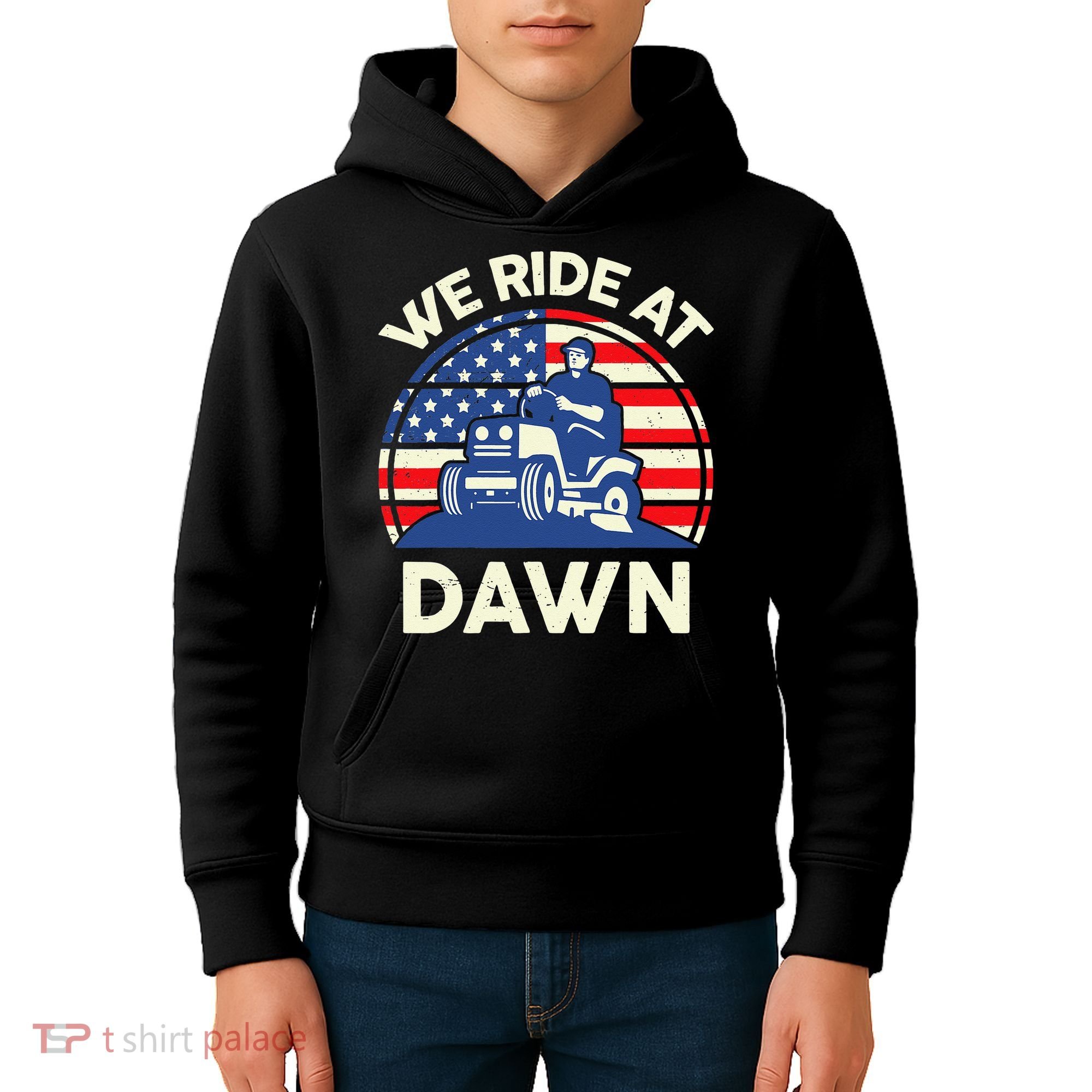 LawnMowing We Ride At Dawn LawnMower Kids Hoodie