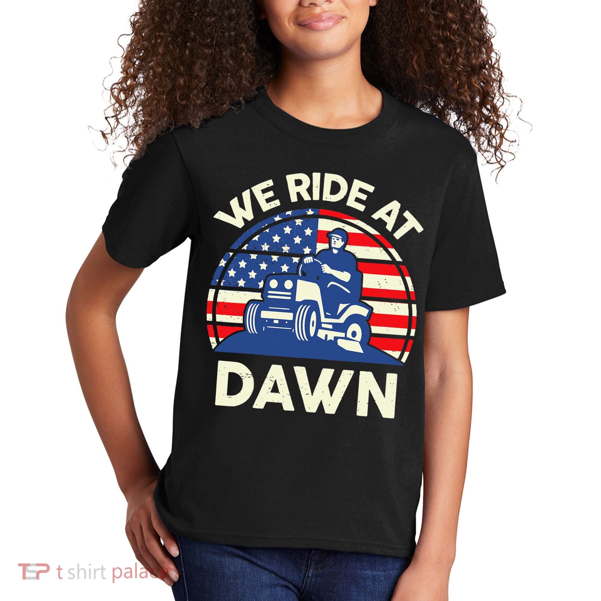 LawnMowing We Ride At Dawn LawnMower Kids T-Shirt