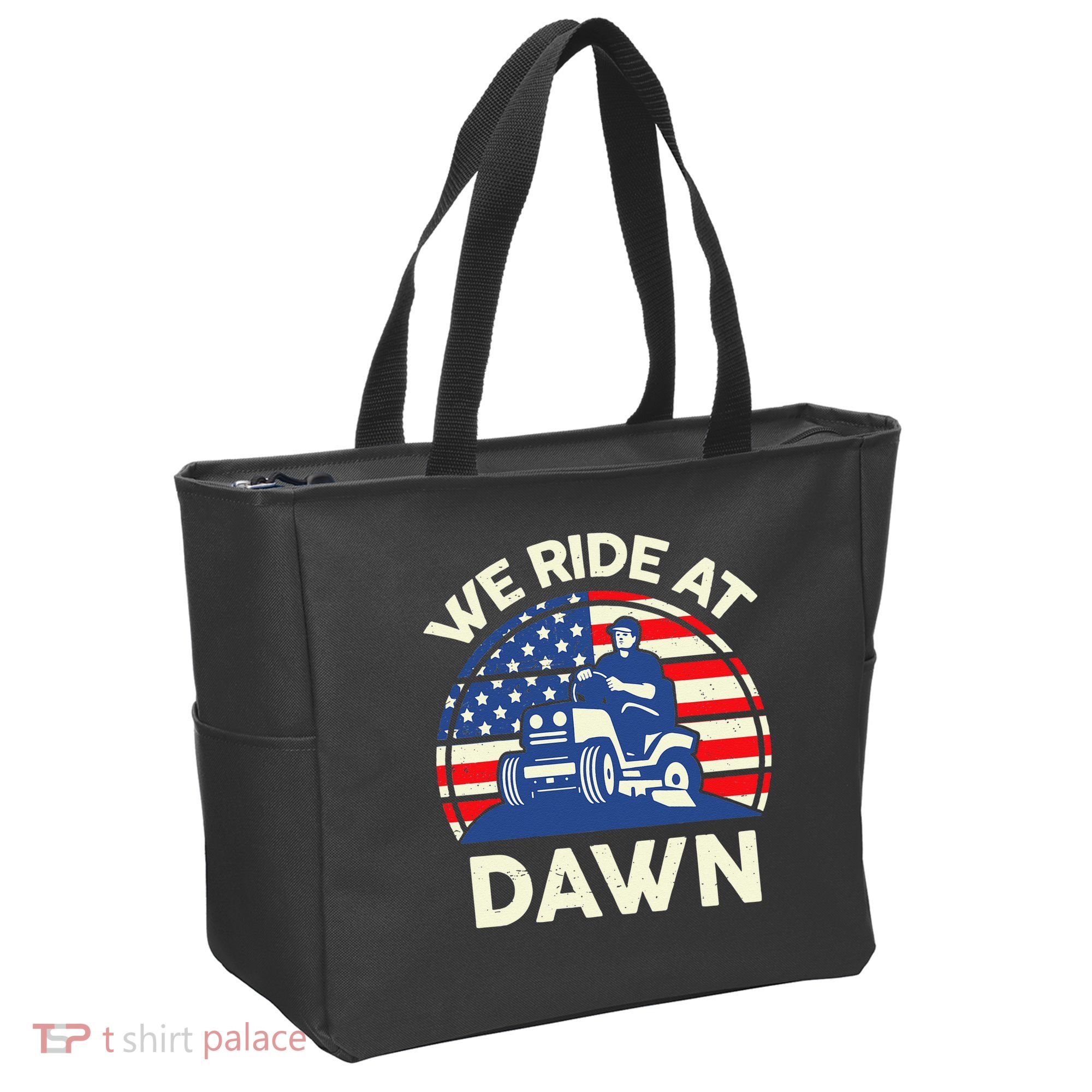LawnMowing We Ride At Dawn LawnMower Tote Bag