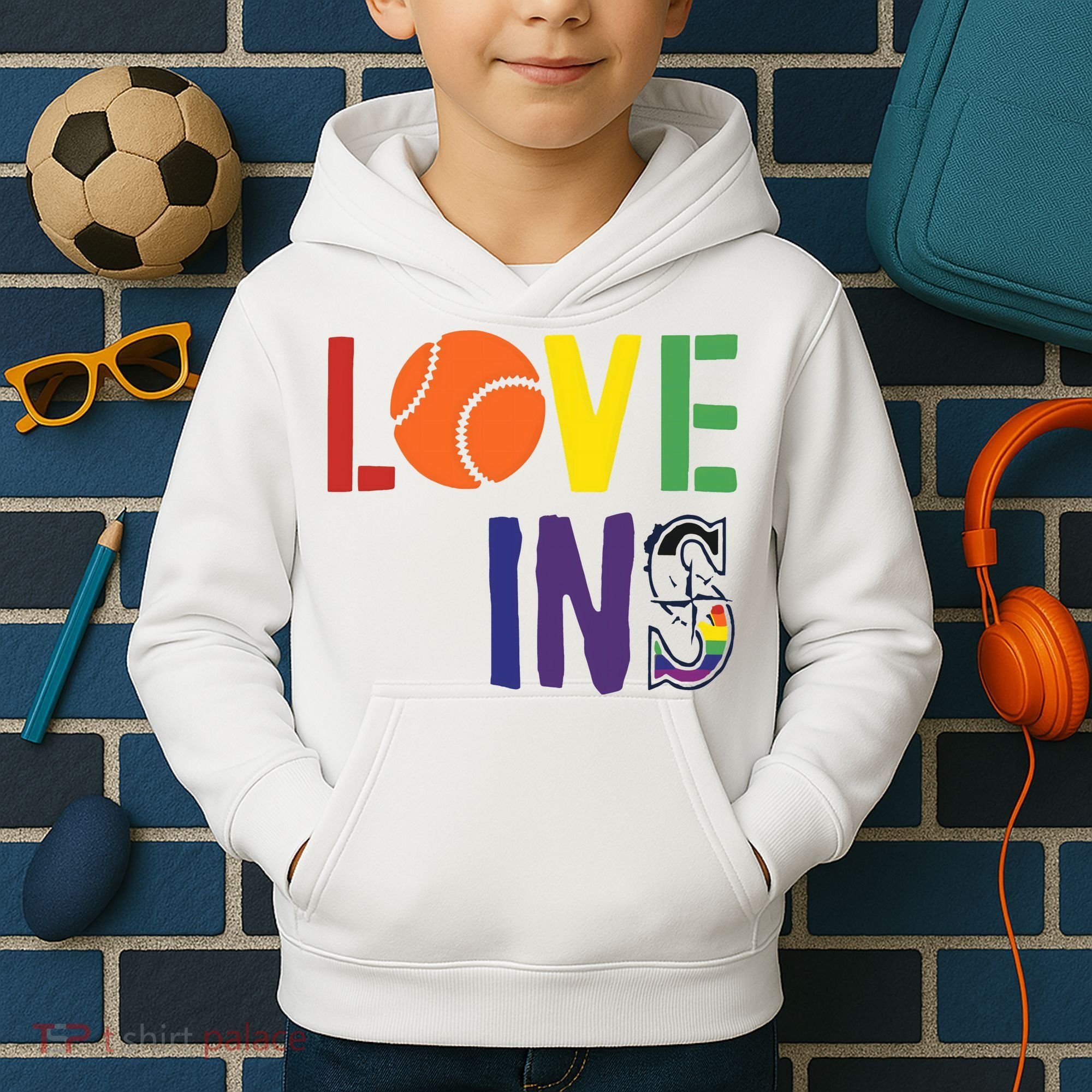 Love Wins Seattle Mariners Kids Hoodie
