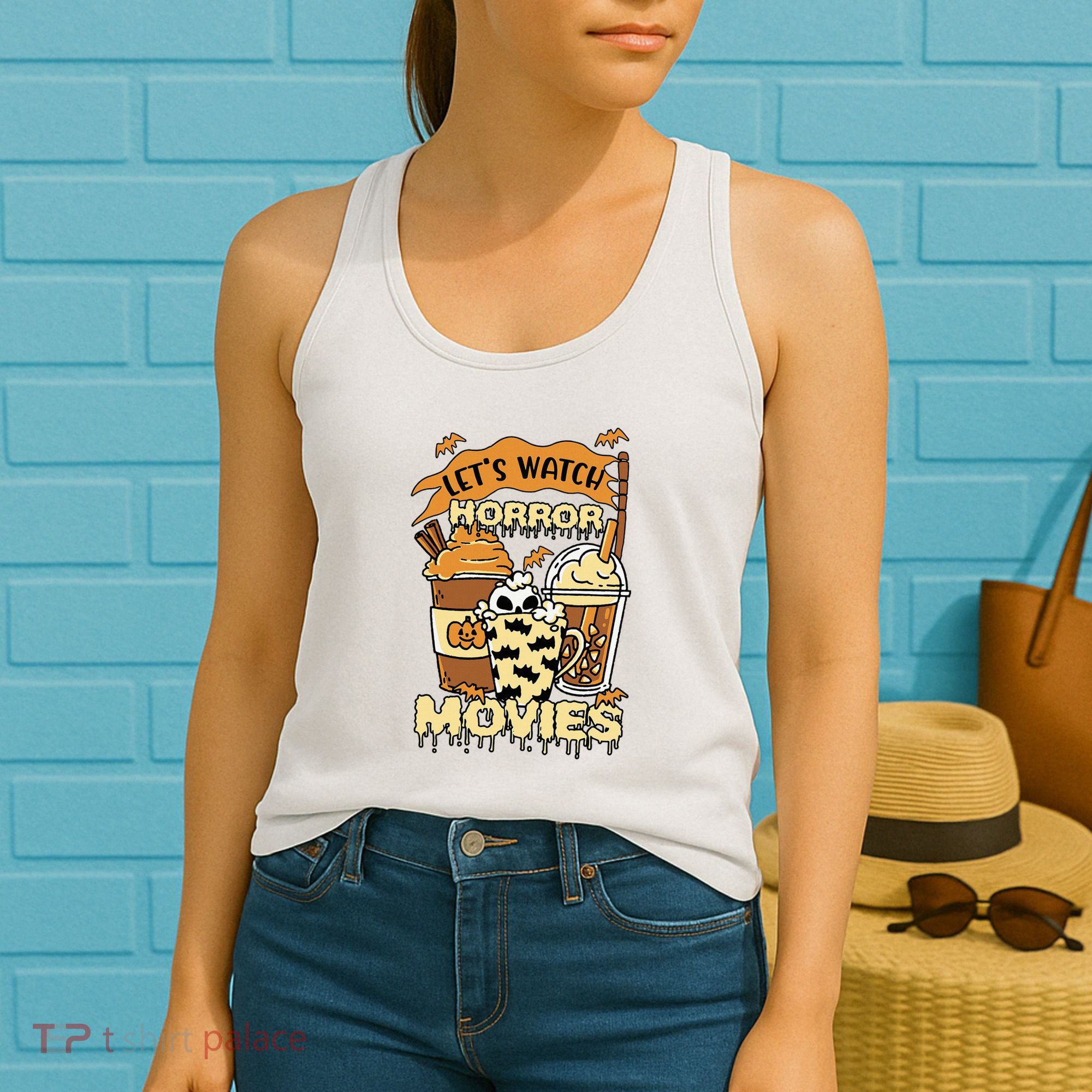 LetS Watch Scary Horror Movies Spooky Season Women's Tank Top