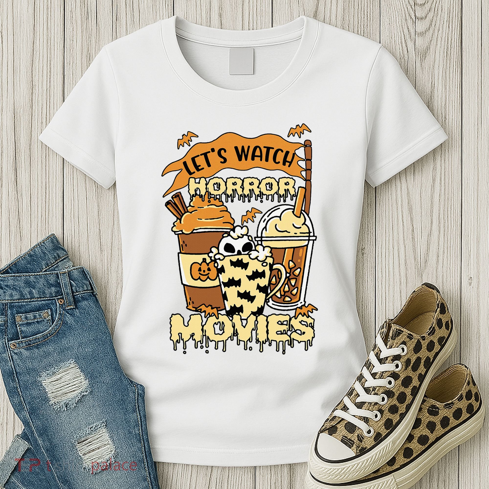 LetS Watch Scary Horror Movies Spooky Season Women's T-Shirt
