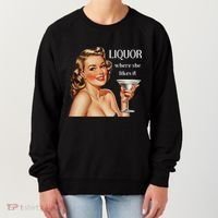 Liquor Where She Likes It Funny Drinking Alcohol Lover Women's Sweatshirt thumb 0