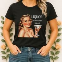 Liquor Where She Likes It Funny Drinking Alcohol Lover Women's T-Shirt thumb 2