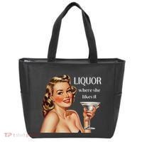 Liquor Where She Likes It Funny Drinking Alcohol Lover Tote Bag thumb 0