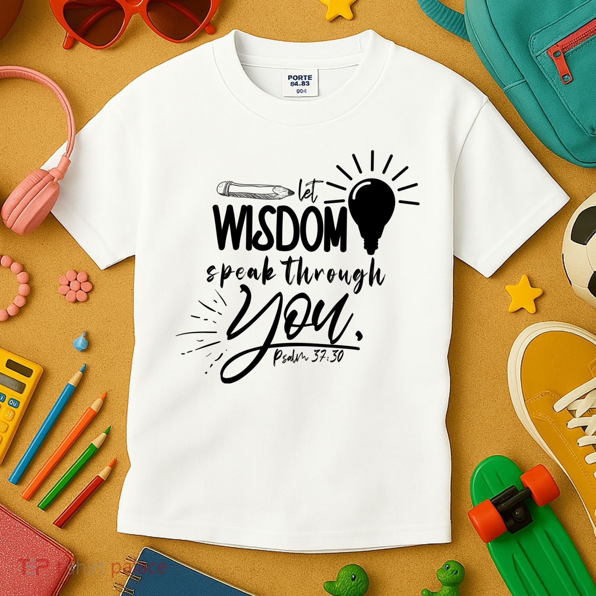 Let Wisdom Speak Through You Psalm 37:30 Kids T-Shirt