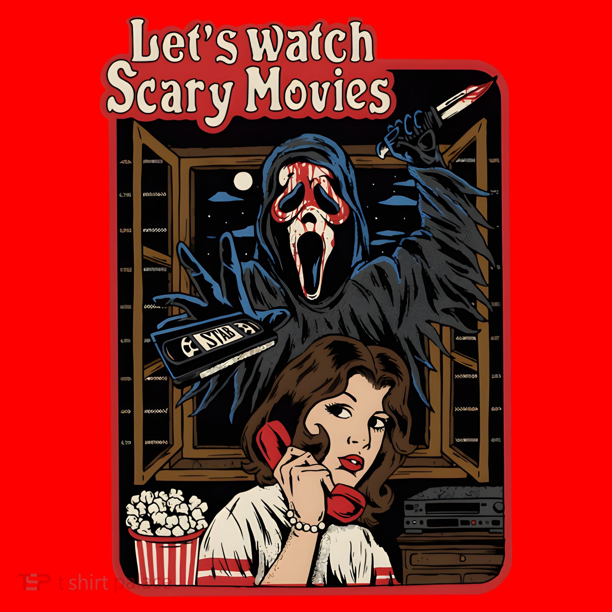 Lets Watch Scary Movie Halloween Ghostface Retro Santa Hat