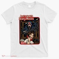 Lets Watch Scary Movie Halloween Ghostface Retro T-Shirt thumb 0