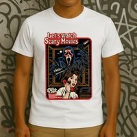 Lets Watch Scary Movie Halloween Ghostface Retro T-Shirt thumb 3
