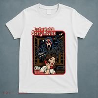 Lets Watch Scary Movie Halloween Ghostface Retro T-Shirt thumb 5