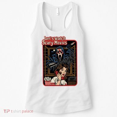 Lets Watch Scary Movie Halloween Ghostface Retro Women's Tank Top