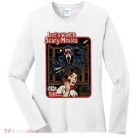 Lets Watch Scary Movie Halloween Ghostface Retro Women's Long Sleeve Shirt thumb 0