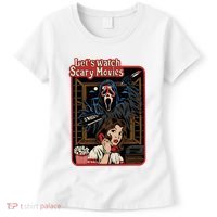 Lets Watch Scary Movie Halloween Ghostface Retro Women's T-Shirt thumb 0