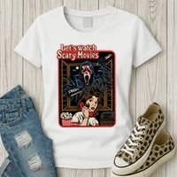 Lets Watch Scary Movie Halloween Ghostface Retro Women's T-Shirt thumb 3