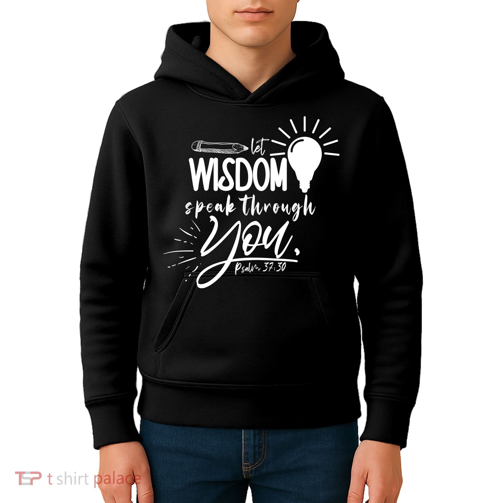 Let Wisdom Speak Through You Psalm 37:30 Bible Verse Kids Hoodie