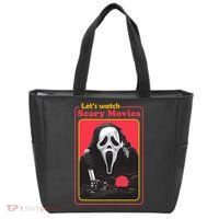 Let's Watch Scary Movies Horror Halloween Ghost Tote Bag thumb 0