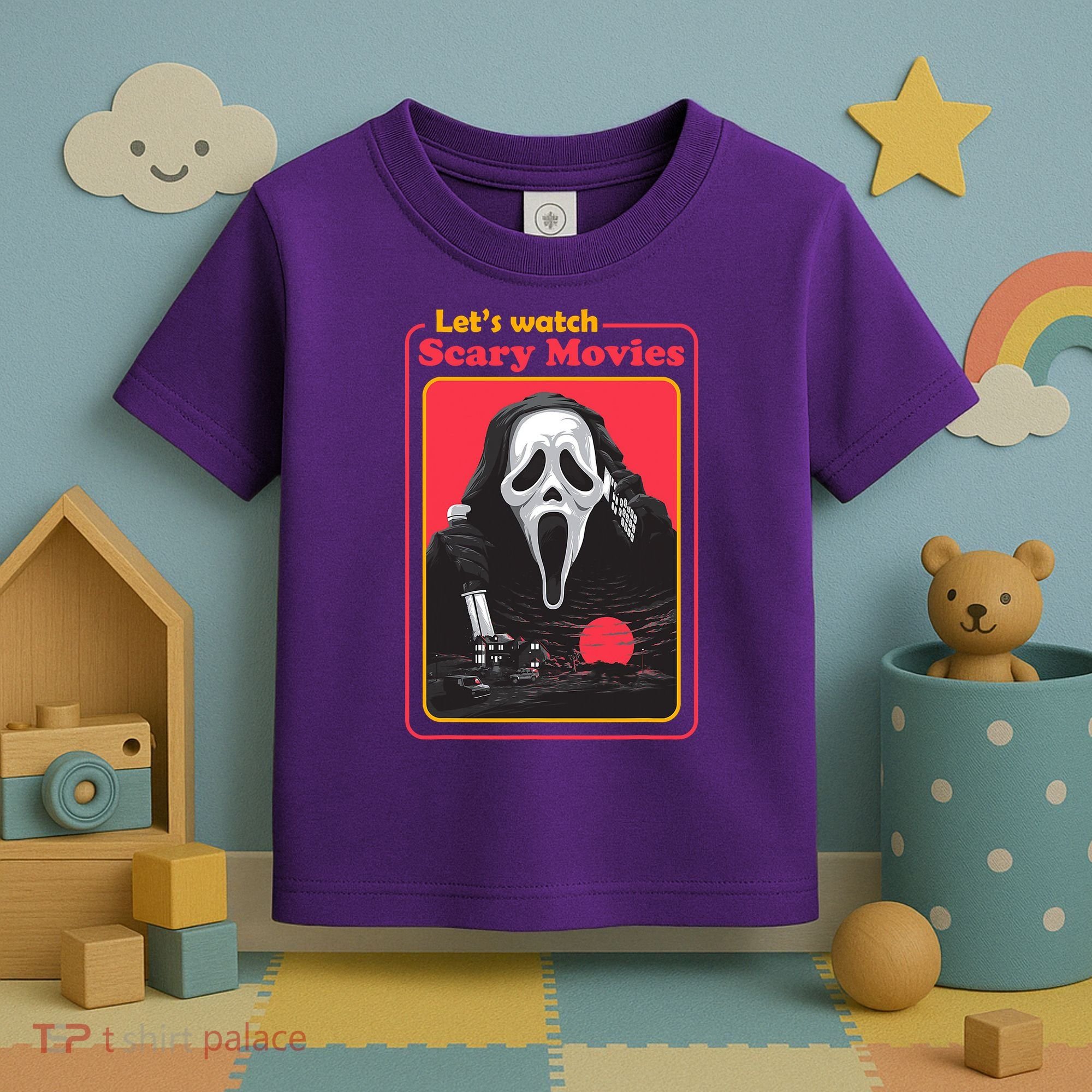 Let's Watch Scary Movies Horror Halloween Ghost Toddler T-Shirt