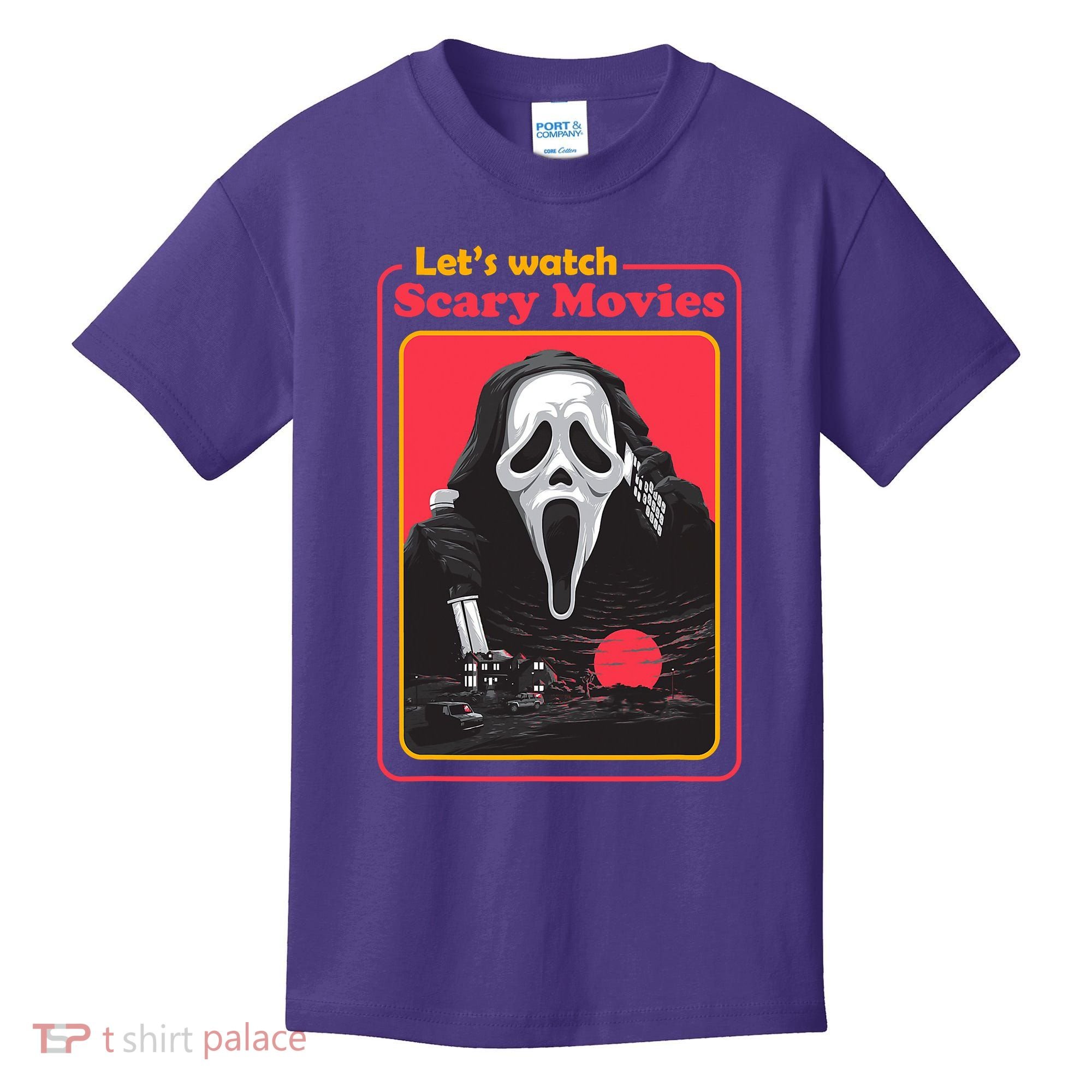 Let's Watch Scary Movies Horror Halloween Ghost Kids T-Shirt