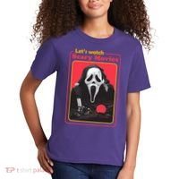 Let's Watch Scary Movies Horror Halloween Ghost Kids T-Shirt thumb 2
