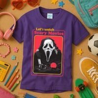 Let's Watch Scary Movies Horror Halloween Ghost Kids T-Shirt thumb 3