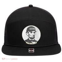 Lincoln Wearing Trump Hat Funny Abe Merica Abraham 7 Panel Mesh Trucker Snapback Hat thumb 0