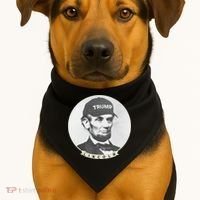 Lincoln Wearing Trump Hat Funny Abe Merica Abraham USA-Made Doggie Bandana thumb 1
