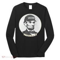 Lincoln Wearing Trump Hat Funny Abe Merica Abraham Long Sleeve Shirt thumb 0